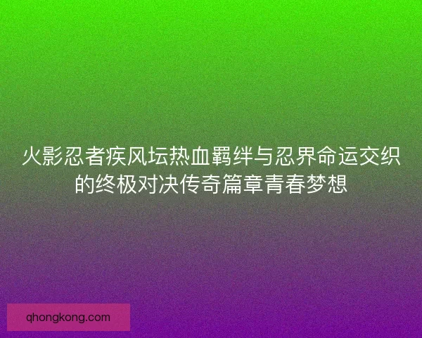 火影忍者疾风坛热血羁绊与忍界命运交织的终极对决传奇篇章青春梦想